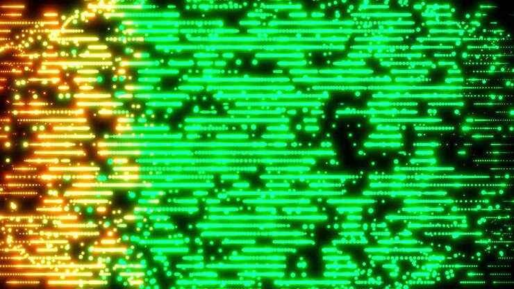 Abstract creative wavy dots. Intelligence, binary futuristic concept. Waving wireframe.