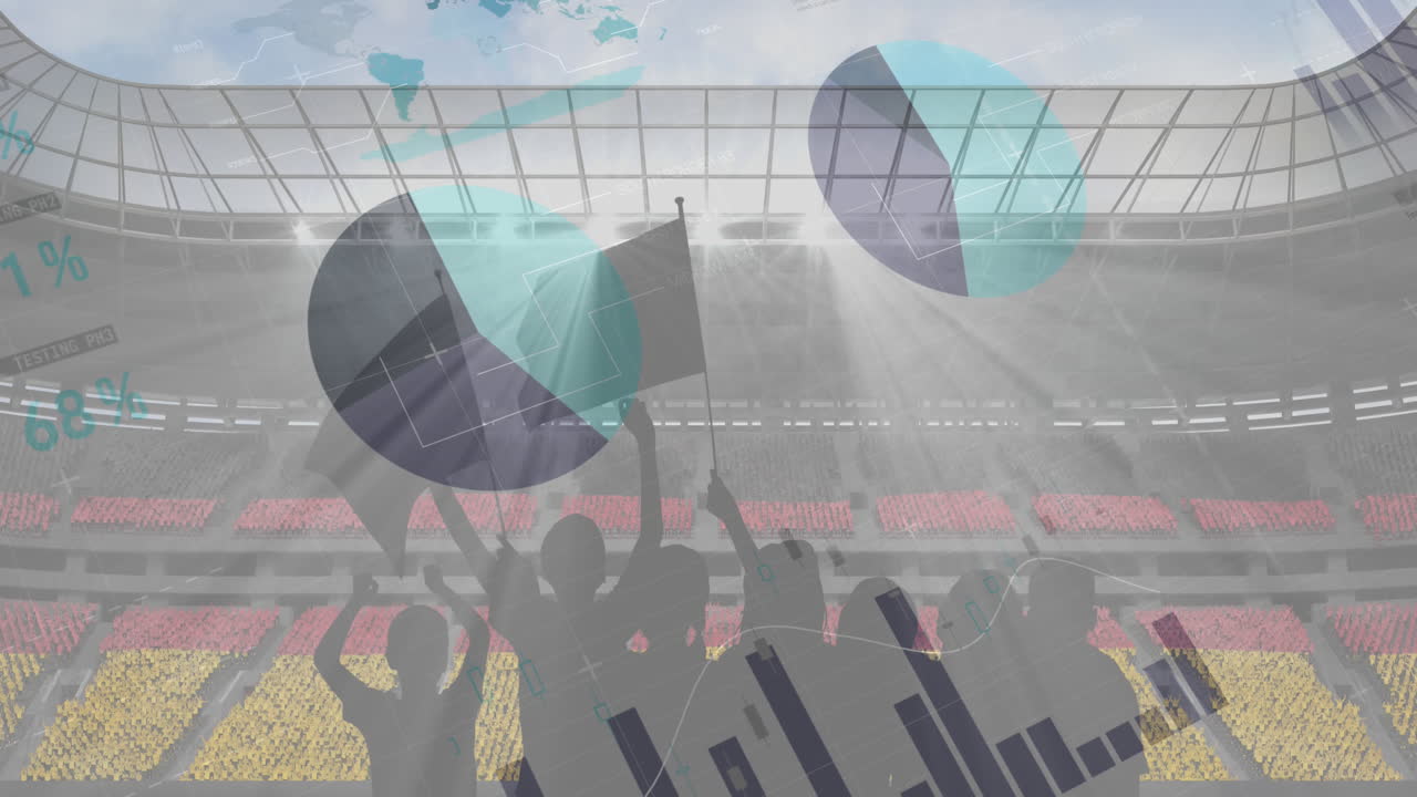 팬들의 실루 ⁇ 과 스포츠 스타디움의 배경에 대한 통계 데이터 처리