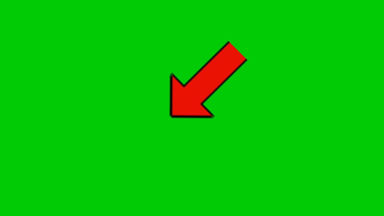 Left corner pointing arrow on green screen animation motion graphics