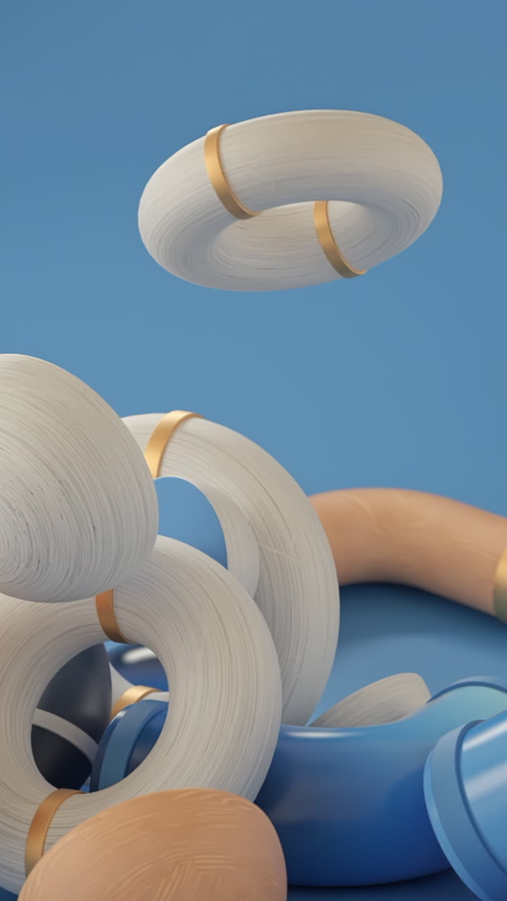 formas 3d abstractas en azul y blanco