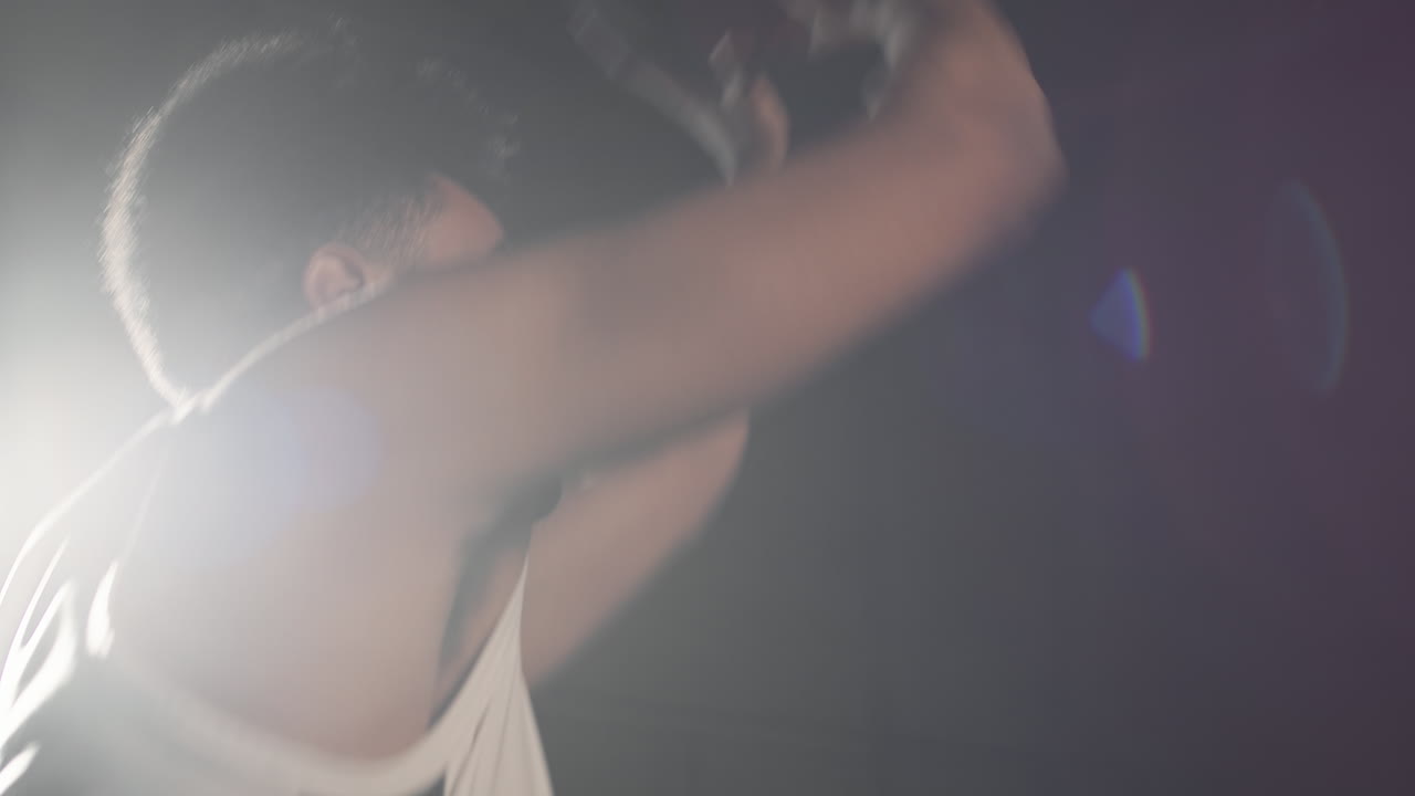 Close Up of Basketball Player Shooting Ball