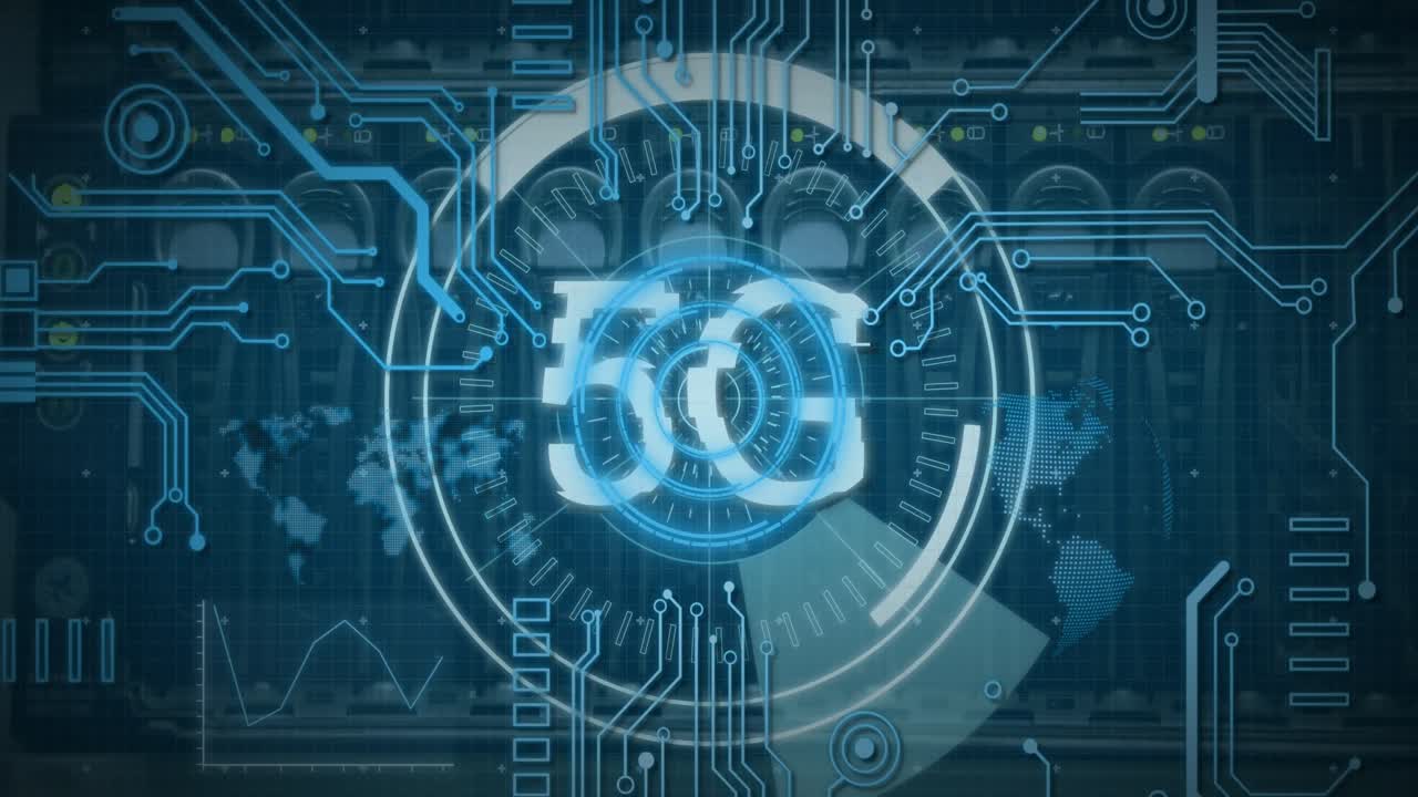 서버  ⁇ 에서 5g 텍스트 및 데이터 처리로 범위 스캐닝의 애니메이션