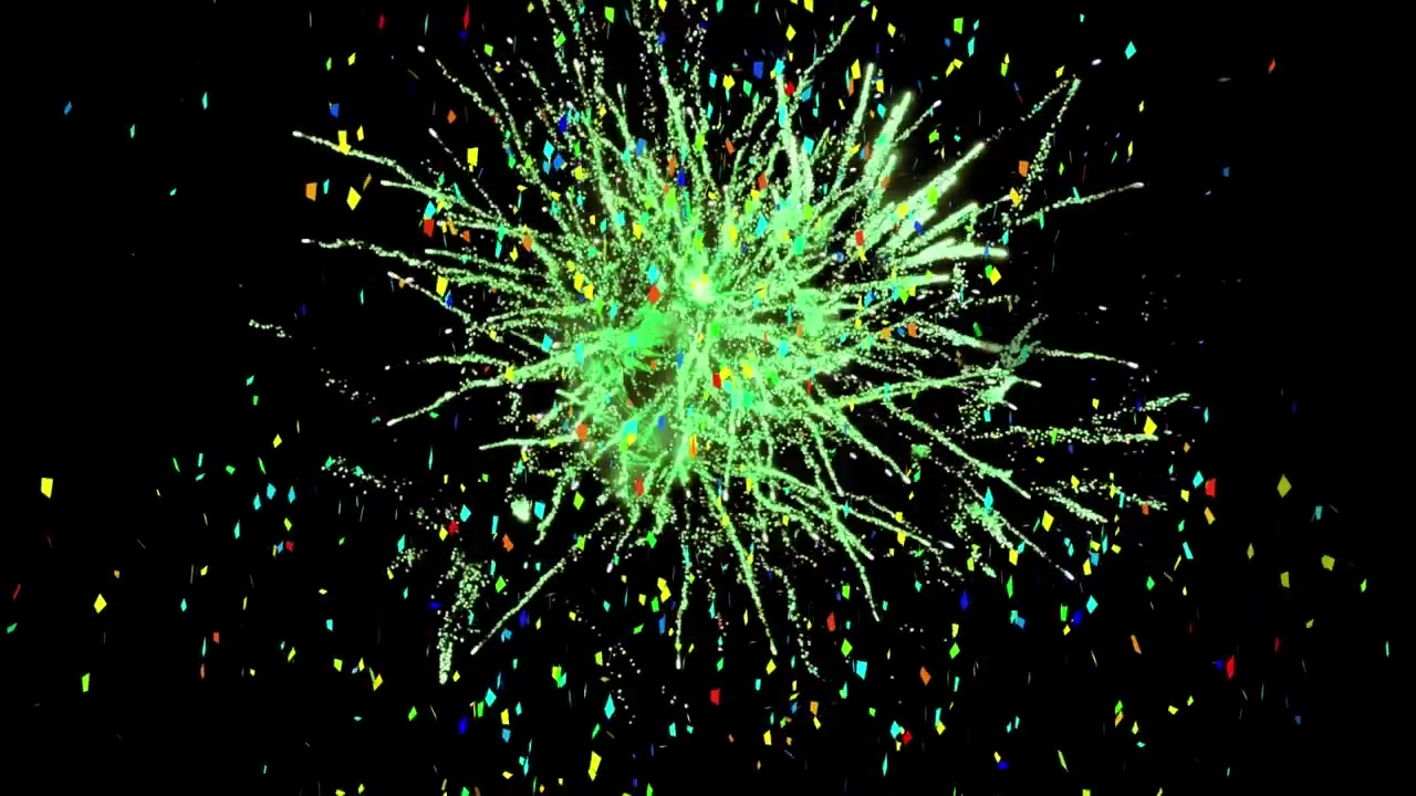 Animation of fireworks exploding and colourful fireworks exploding