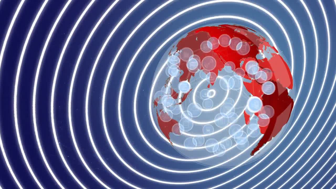 회전하는 지구와 아이콘