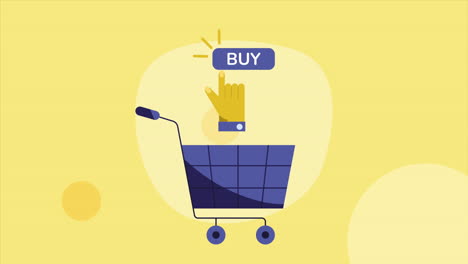 shopping cart market with hand indexing animation