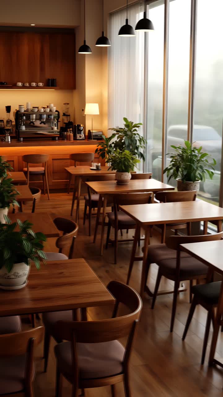 Interno di caffè estetico con atmosfera accogliente 4K