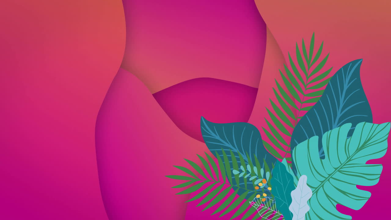 Animation of leaves over red shapes moving