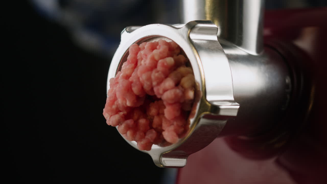 Minced Meat in a Meat Grinder