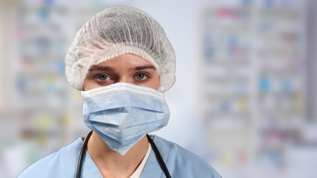 Animación de una médica con mascarilla contra el Coronavirus Covid-19.
