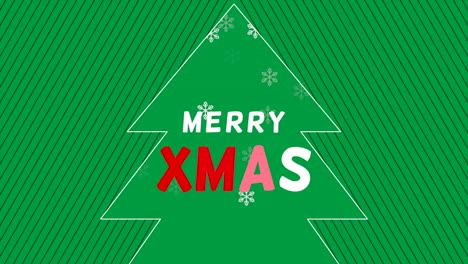 Feliz-Navidad-Con-árbol-De-Navidad-Y-Copos-De-Nieve-Sobre-Fondo-Verde