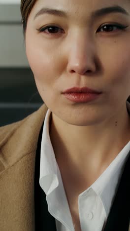 close-up of a serious businesswoman