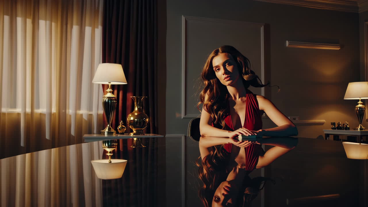 Elegant Woman in Red Dress