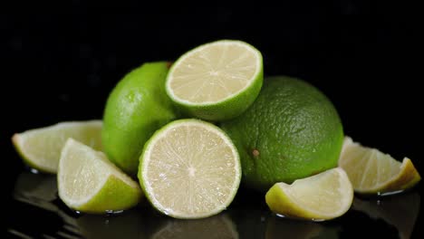rebanadas perfumadas de cal fresca están en el agua.