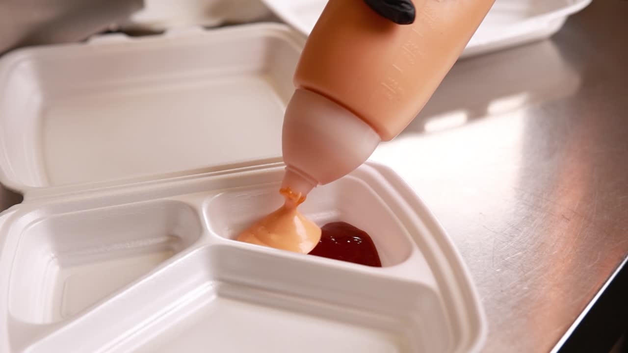 일회용 용기에서 음식을 준비하는 것