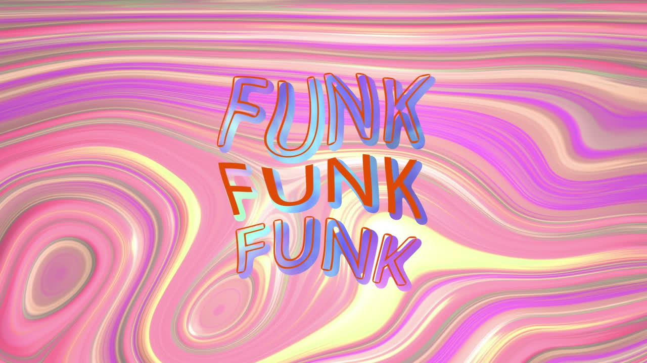 animación del texto funk sobre un fondo líquido rosado