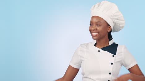 chef de estudio, mujer negra feliz.