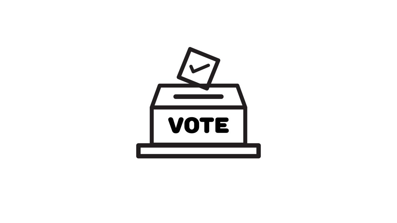 Voting icon with ballot animation isolated on white background