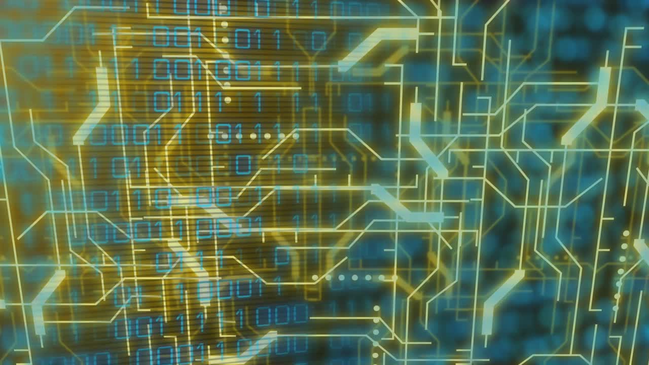 animación del procesamiento de datos a través de una red de conexiones