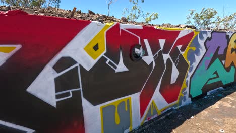abandoned graffiti filled walled of street art