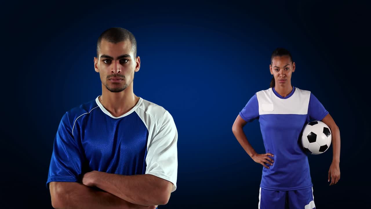 animação de vários jogadores de futebol sobre fundo preto