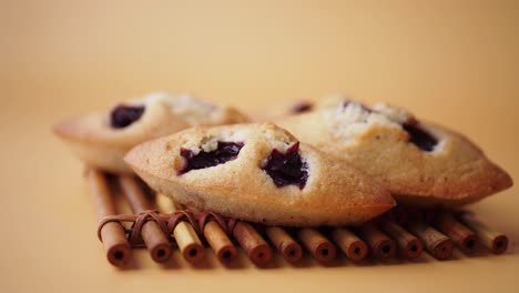 three delicious cherry madeleines on bamboo mat