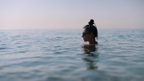 woman swimming in the sea