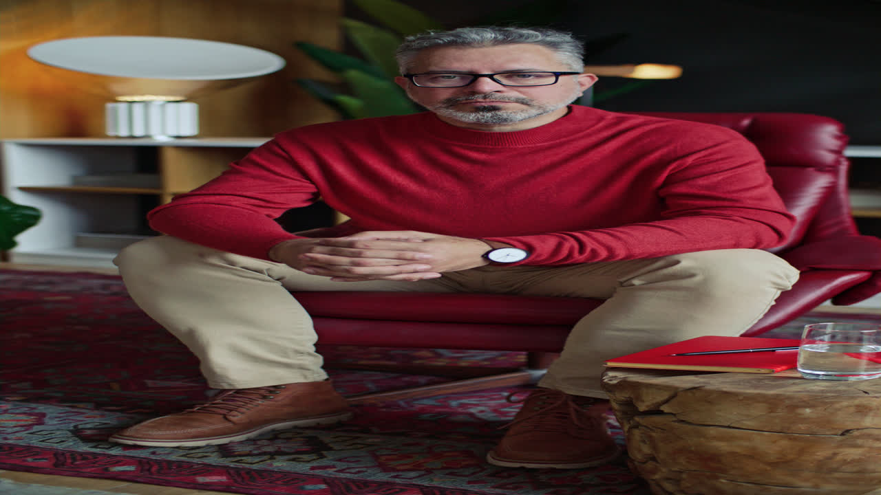Portrait of Middle-Aged Male Therapist Sitting in His Office
