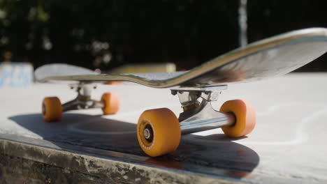 close-up view of a skate on the ground.