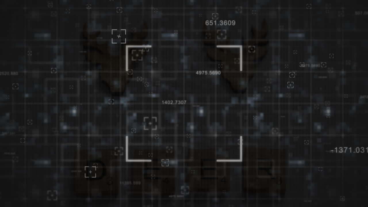 Animation of green grid over screen with glitch statistics