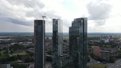 Aerial-drone-flight-revealing-a-new-skyscraper-under-construction-at-Elizabeth-Square-in-Manchester-City-Centre