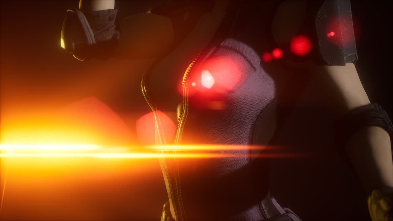 mujer joven cyberpunk, estilo futurista