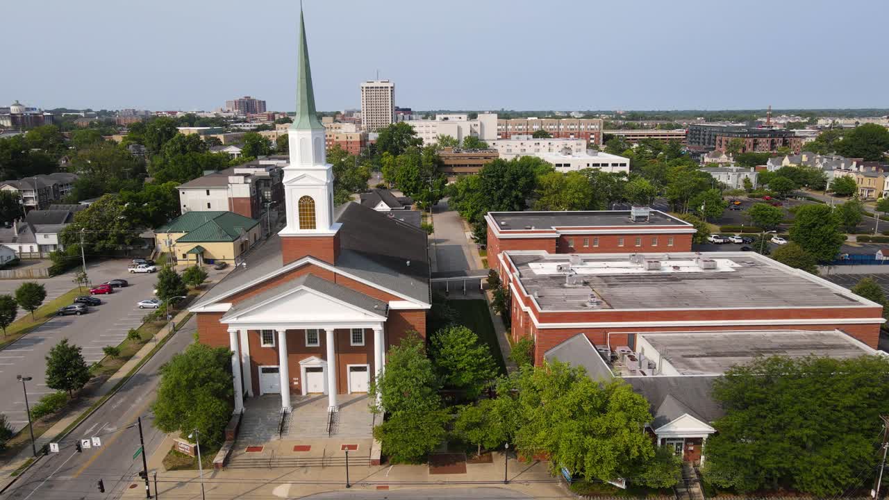 Historic Calvary Baptist Church in Lexington, Kentucky, USA, aerial view