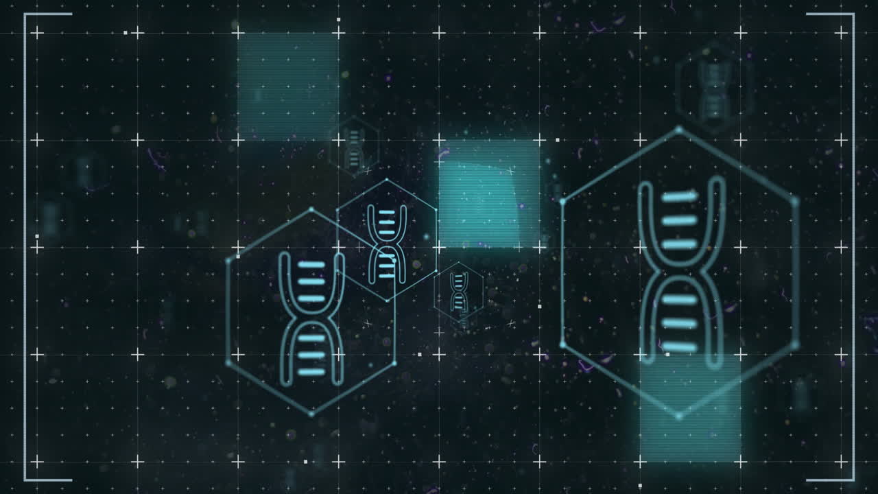 animazione della rete di icone mediche e elaborazione dei dati