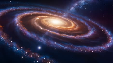 a beautiful spiral galaxy in the dark expanse of space, surrounded by countless stars and cosmic dust