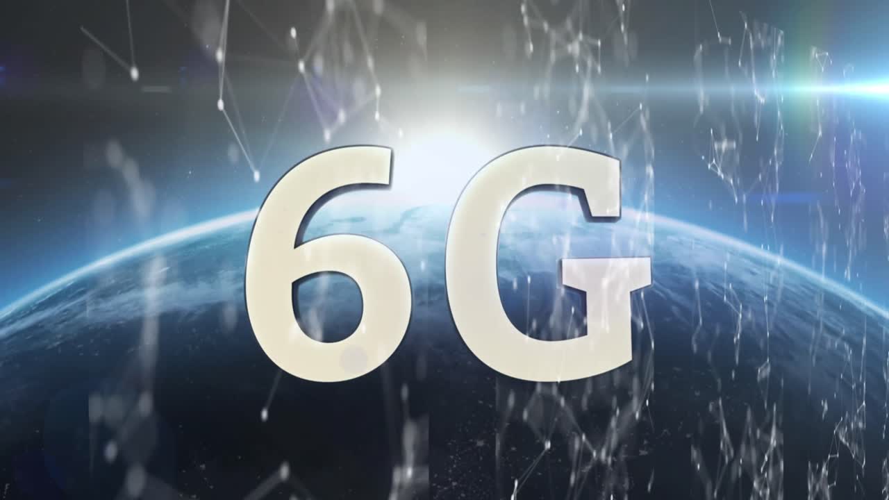 animación de texto de 6g sobre el globo