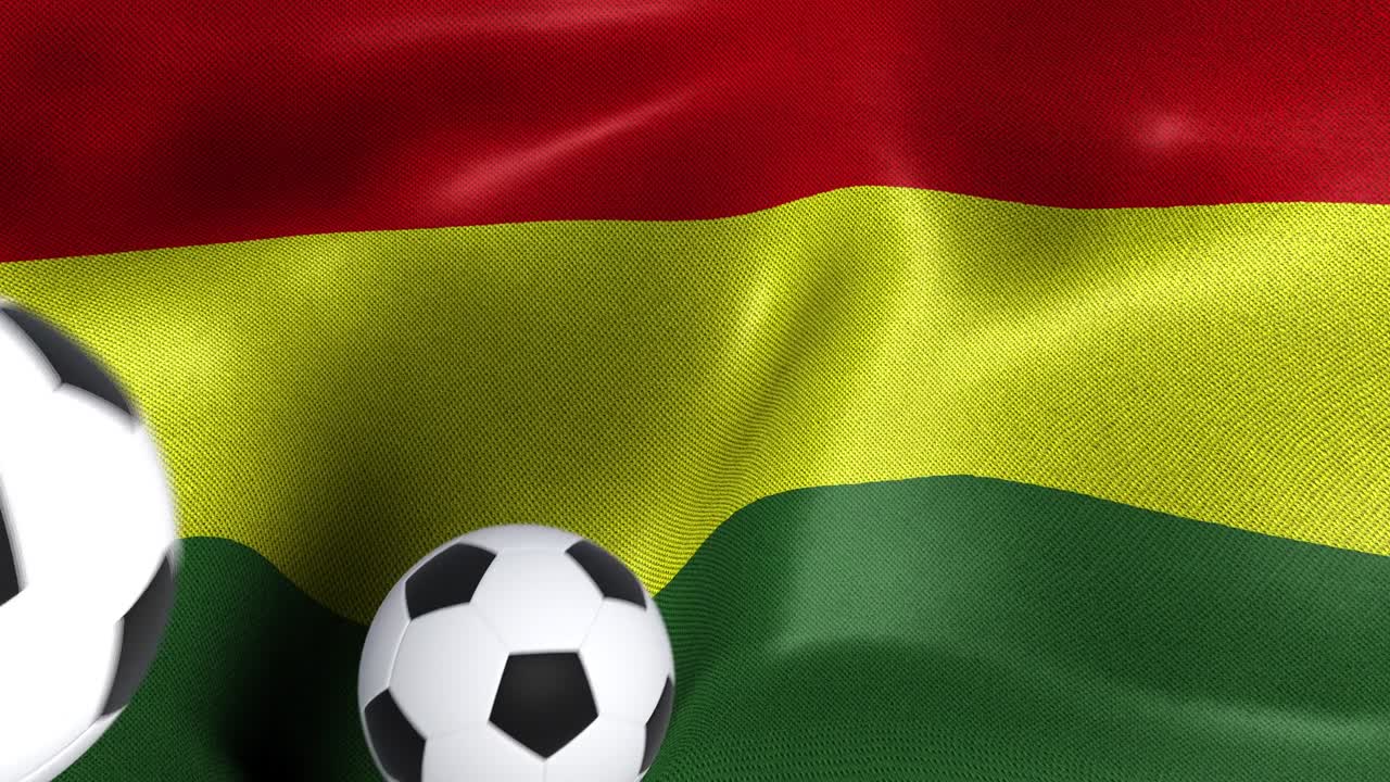 bandera de bolivia con pelotas de fútbol