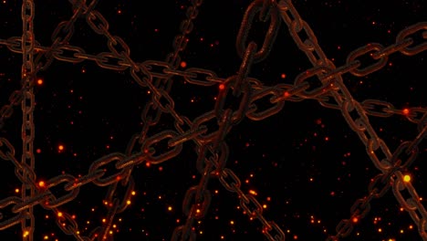 animación de bucle de fondo de la cadena oxidada con partículas de brasa de chispa