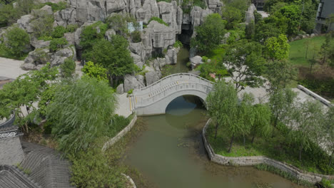 Beautiful-Asian-Chinese-style-bridge-in-an-Asian-garden