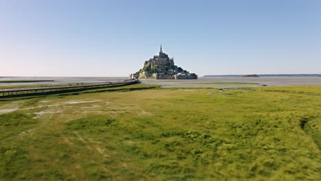 the iconic mont-saint-michel in france. seen from above