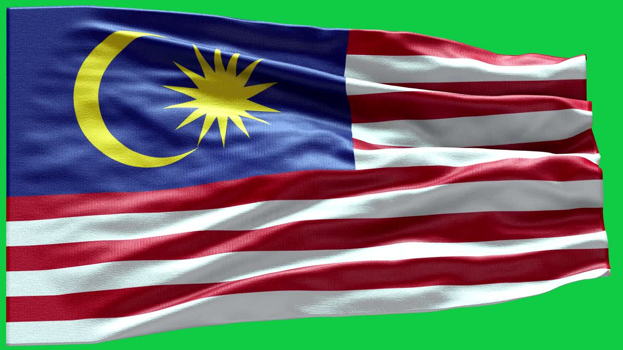 Bandiera della Malesia 4K altamente dettagliata - Bandiera della Malesia ad alta definizione - Elementi animati in loop con motivo a onde della bandiera nazionale della Malesia.