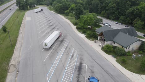 trucker's rest stop along a highway near ann arbor, michigan, usa