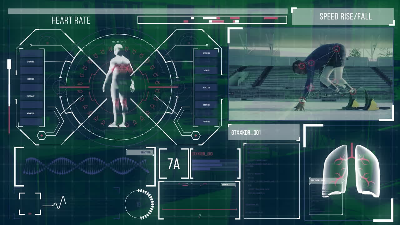 animación del procesamiento de datos sobre un fondo azul