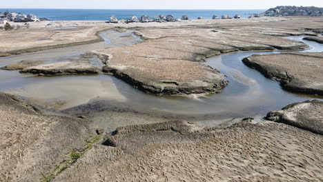 Imágenes-Aéreas-De-Drones-Sobre-Marismas-A-Peggotty-Beach-En-Scituate,-Ma