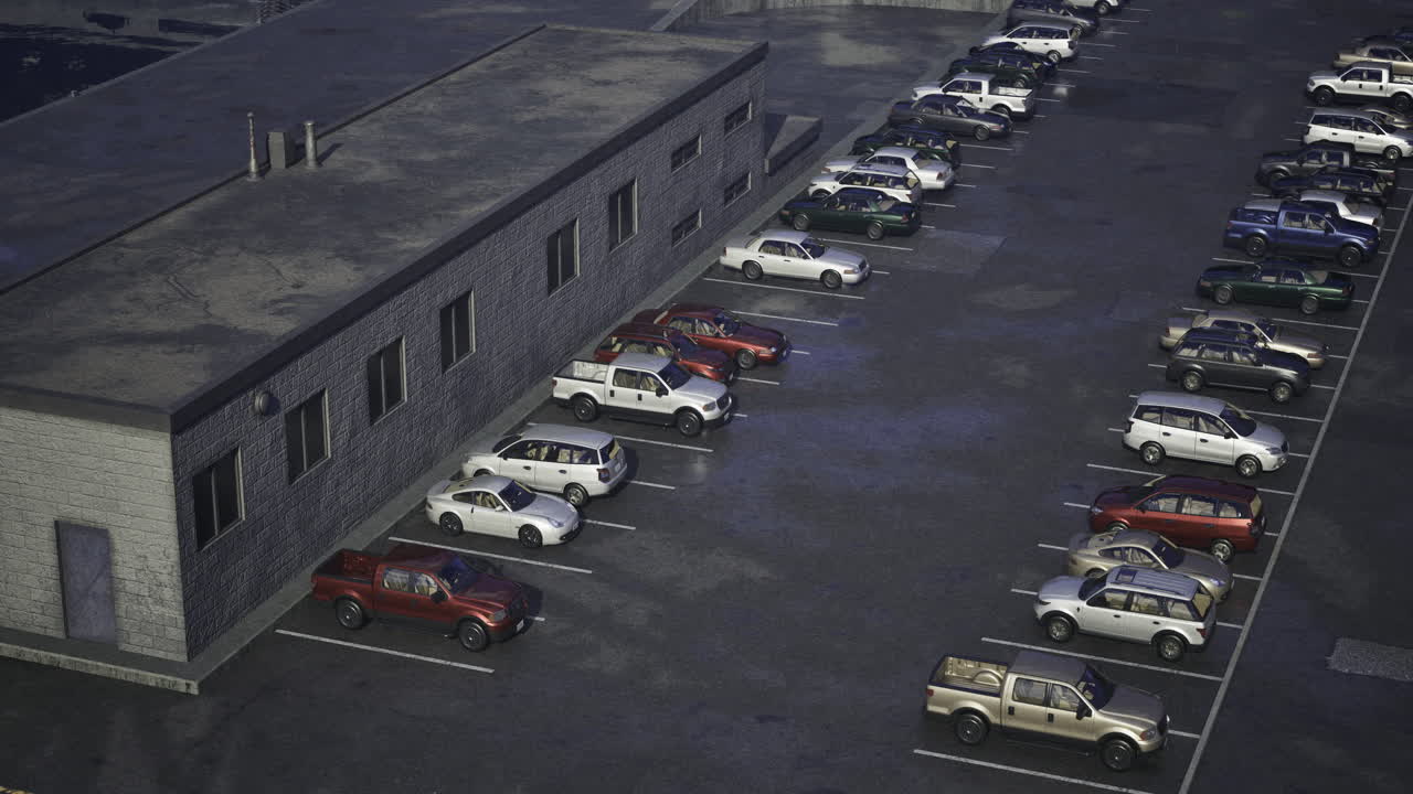 Parking lot with parked cars