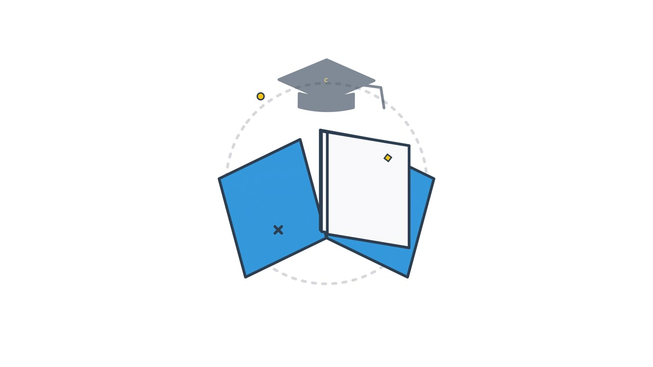 Animated Graduation Cap and Open Book Icon