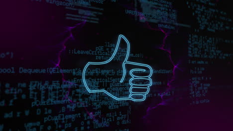 animación de un icono similar sobre el procesamiento de datos en fondo negro