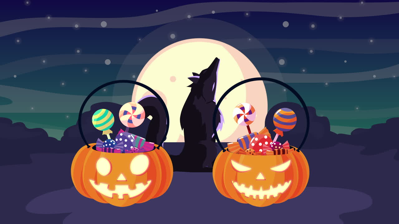 달빛 아래의 할로윈 사탕 호박