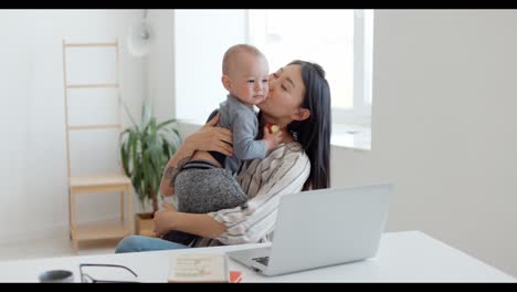 working mom and baby
