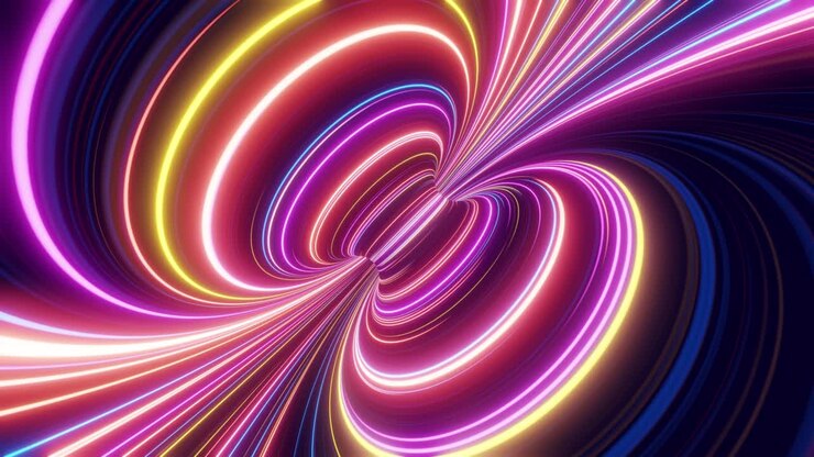 Cerchio neon iperguida a velocità della luce multicolore