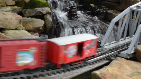 toy train in a christmas display in gatlinburg tennessee